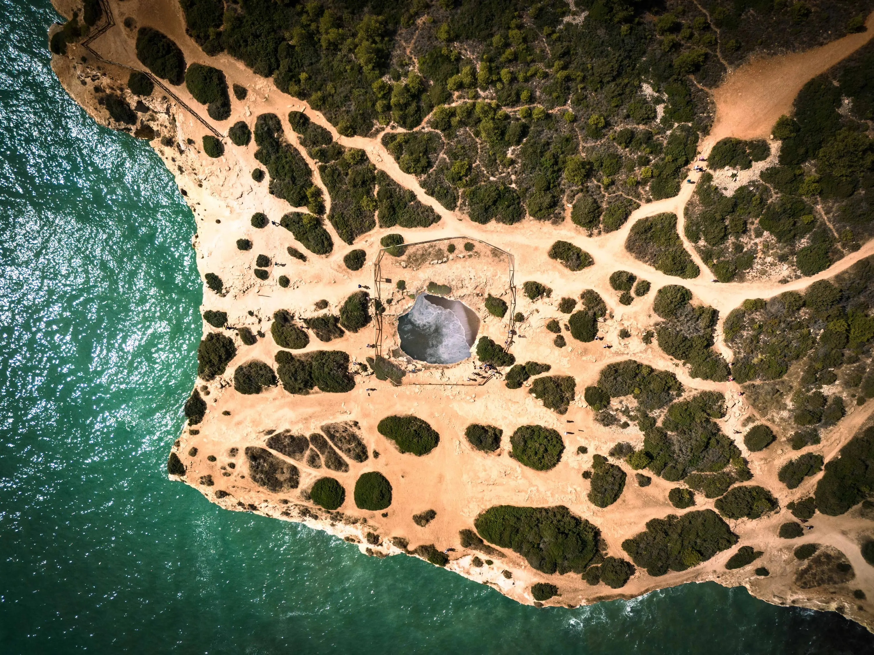Benagil sea cave on the Algarve with light opening