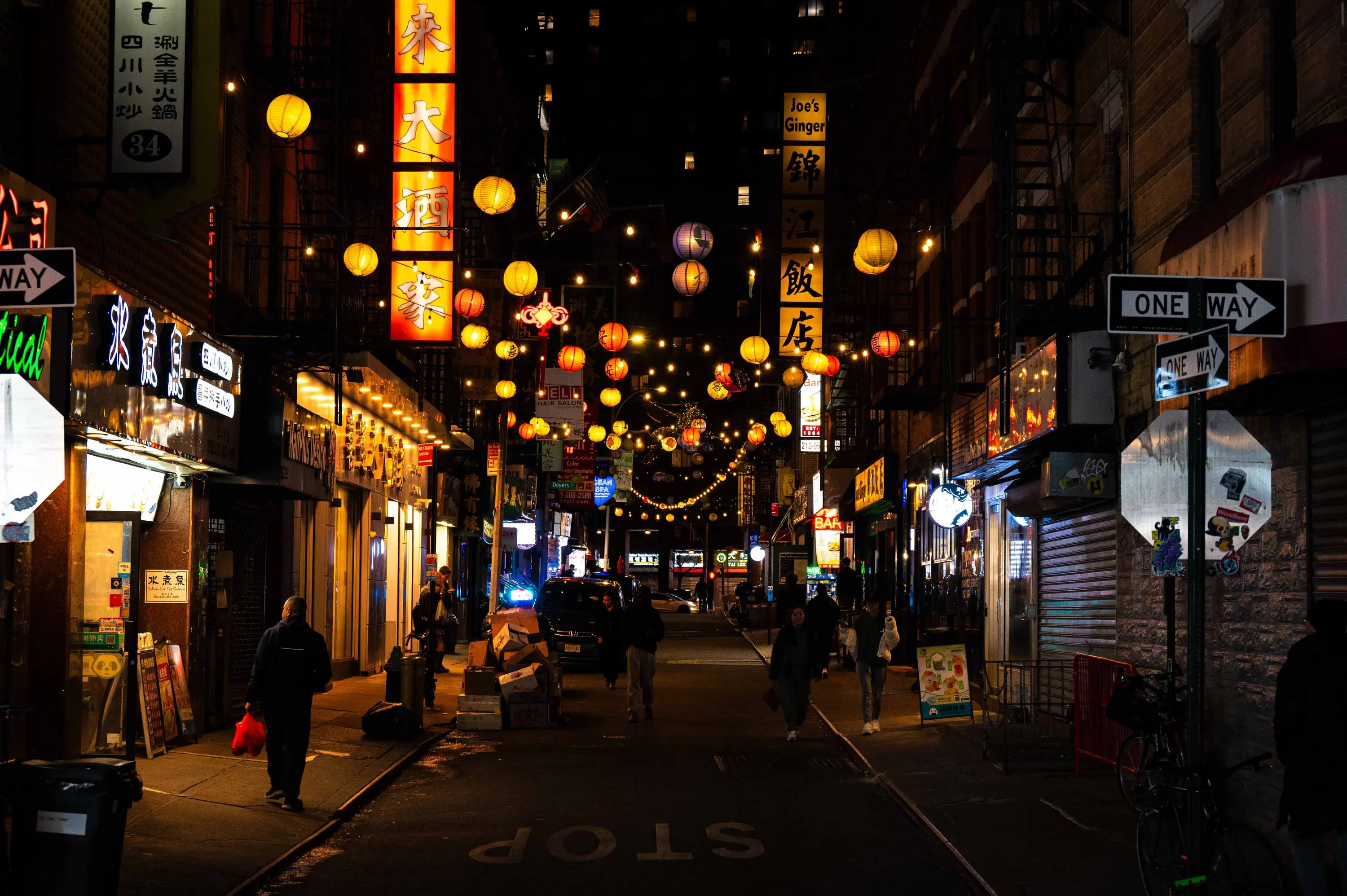 Chinatown street scene, neon and signage