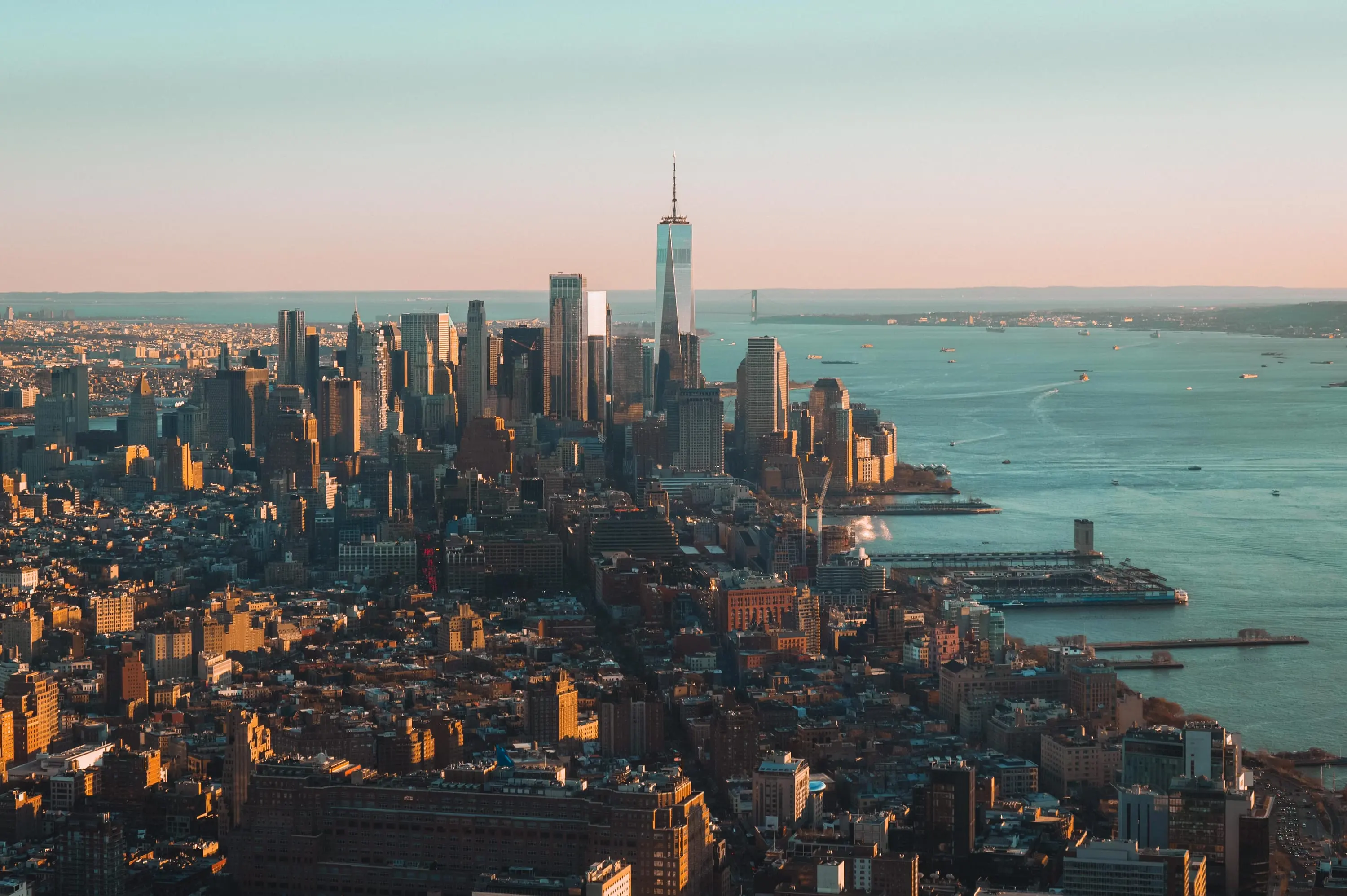 New York skyline in cool haze