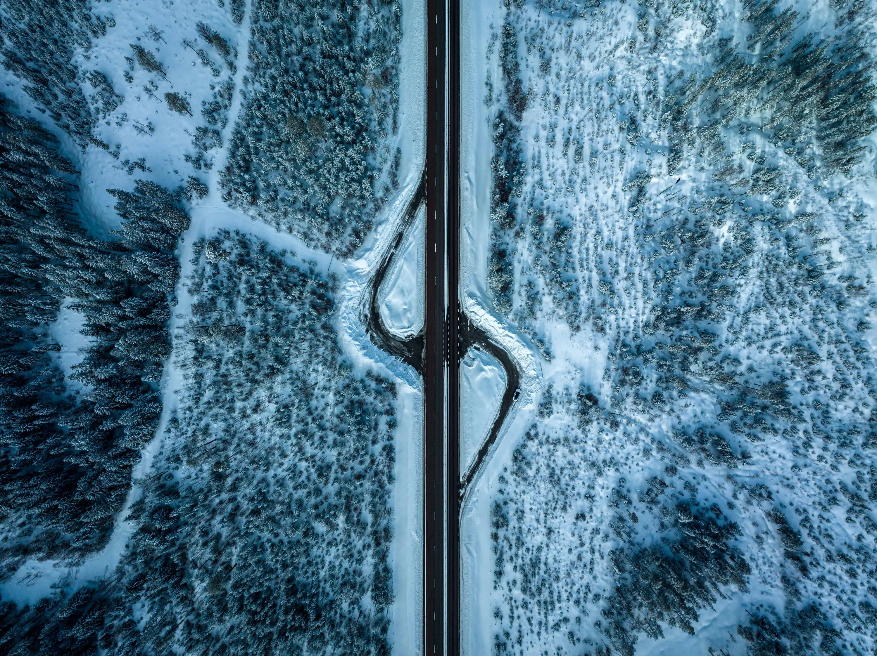 Snow-covered street in soft winter light